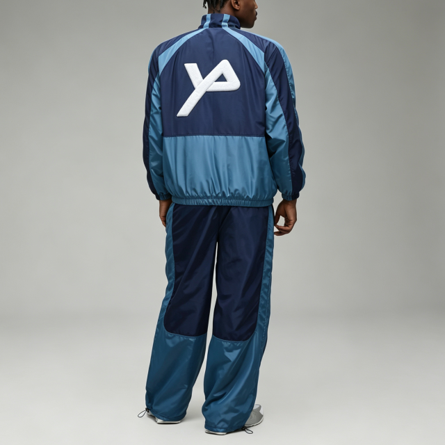 Custom Sets Spliced Contrast Color Windbreaker Zipper-up Nylon Jacket Set Wide Leg Pants 2 Pieces Embroidery Men's Lightweight Tracksuit,Leading Custom Apparel Manufacturer | Your Trusted China Sourcing Partner | YC/YUECHI,Custom Spliced Contrast Color Windbreaker Zipper-up Nylon Jacket Wide Leg Pants 2 Pieces Embroidery Men's Lightweight Tracksuit