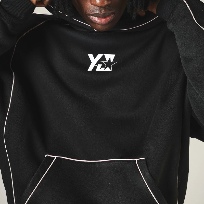 Men's Oversized Drop Shoulder Hoodie Heavyweight Fleece Contrast Piping Screen Print Wide Leg Sweatpants Streetwear Tracksuit