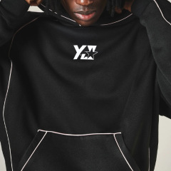 Men's Oversized Drop Shoulder Hoodie Heavyweight Fleece Contrast Piping Screen Print Wide Leg Sweatpants Streetwear Tracksuit