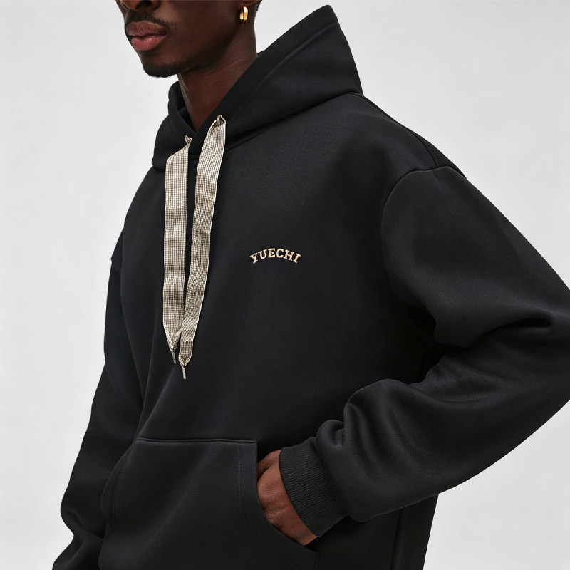 Custom Men Heavyweight Fleece Lined Tracksuit Boxy Hoodie Wide Leg Sweatpants Letter Embroidery Drawstring Hood Streetwear