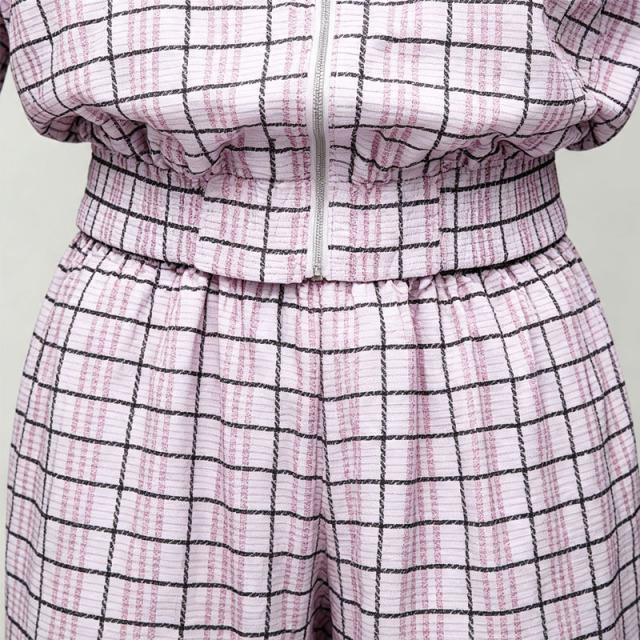 Custom Sets Wholesale Manufacturer Checkered Zip Front 2 Pieces Relaxed Fit Pink White Cotton Men's pink Retro Tracksuit,Leading Custom Apparel Manufacturer | Your Trusted China Sourcing Partner | YC/YUECHI,Custom Wholesale Manufacturer Checkered Zip Front 2 Pieces Relaxed Fit Pink White Cotton Men's pink Retro Tracksuit