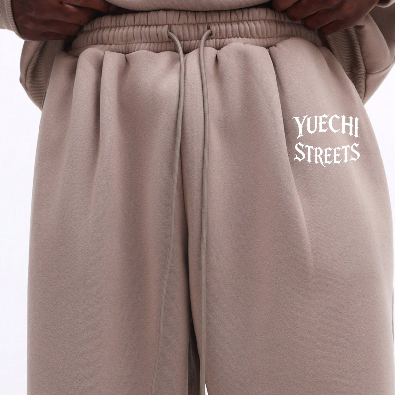 Custom Men's Oversized Polo Sweatshirt Tracksuit Heavyweight Air Layer Fabric Loose Fit Wide Leg Sweatpants Casual Two Piece Set
