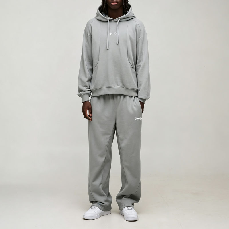 Custom Men's Oversized Boxy Raglan Embroidered Tracksuit Casual Relaxed 2 Piece 100% Cotton French Terry Athleisure Streetwear
