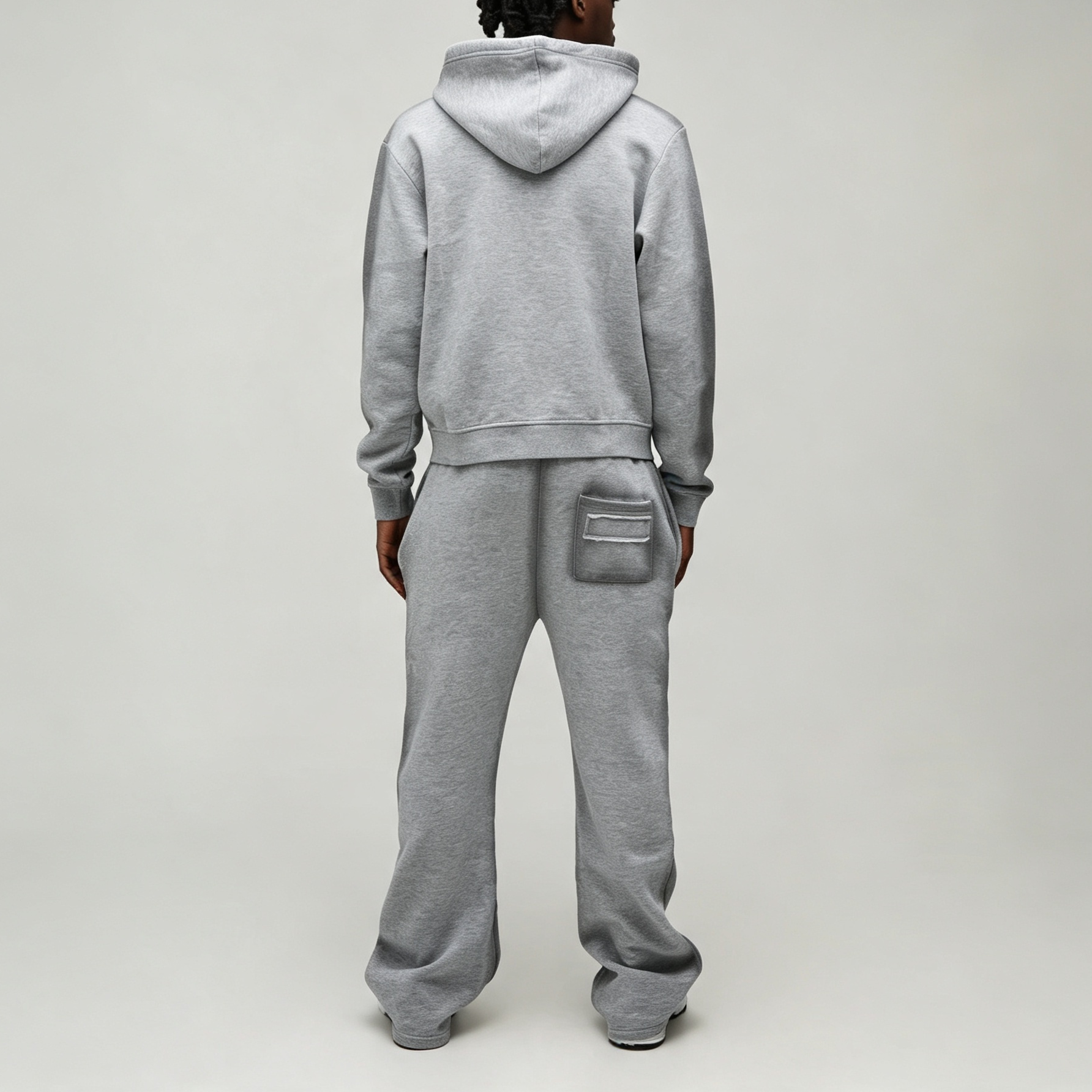 Custom Spray Printing Applique Full Zip 2 Pieces Boxy Fit Wide Leg Heather Grey Men's Heavyweight Fleece Winter Streetwear