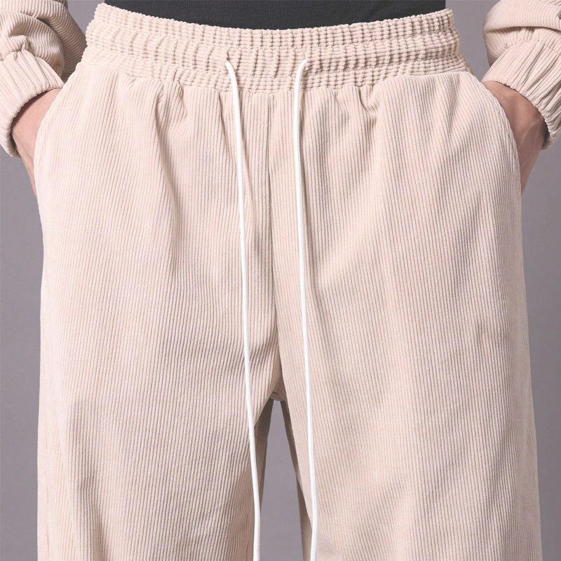 Men's Oversized Hoodie Tracksuit 100% Cotton Fine Wale Corduroy Embroidery Baggy Wide Leg Sweatpants Streetwear Two Piece Set