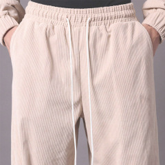 Men's Oversized Hoodie Tracksuit 100% Cotton Fine Wale Corduroy Embroidery Baggy Wide Leg Sweatpants Streetwear Two Piece Set