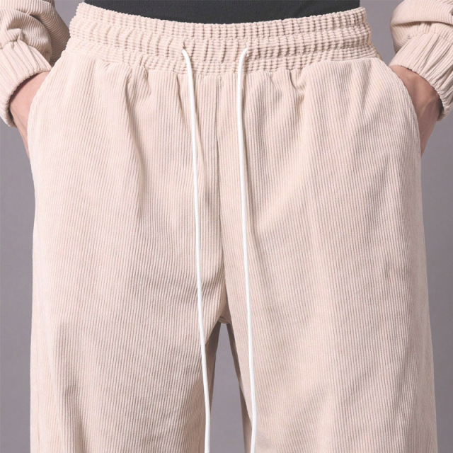 Men's Oversized Hoodie Tracksuit 100% Cotton Fine Wale Corduroy Embroidery Baggy Wide Leg Sweatpants Streetwear Two Piece Set