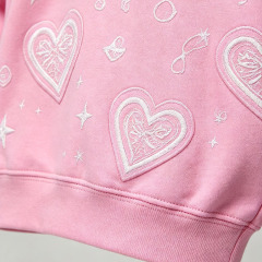 Custom Pink Applique Embroidery 2 Pieces Boxy Full Zip Wide Leg Cotton Winter Hooded Streetwear Men's Fleece Tracksuit Set