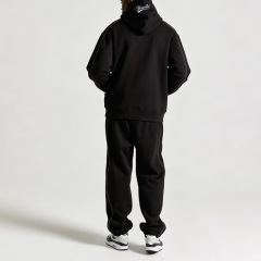 Custom Men Boxy Oversized Hoodie Jogger Pants 2 Piece Set 100% Cotton Fleece Reflective Piping Embroidery Rubber Patch Tracksuit