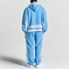 Custom Men's Boxy Fit Pullover Hoodie Wide Leg Jogger Tracksuit Heavyweight Fleece 100% Cotton Sun Faded Embroidered Streetwear