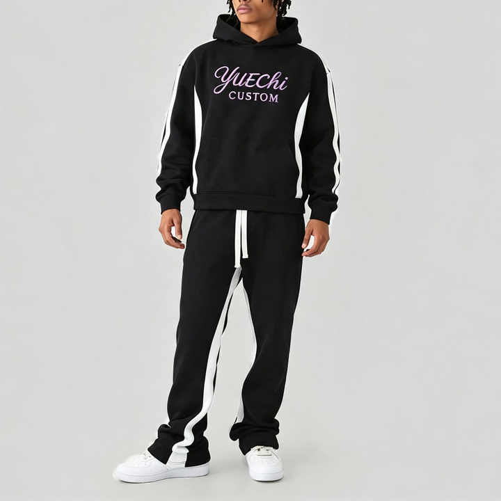 Custom Men's Winter Oversized Boxy Embroidered Hooded Streetwear Tracksuit Soft Heavyweight Fleece 100% Cotton Extended Drawcord