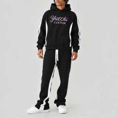 Custom Men's Winter Oversized Boxy Embroidered Hooded Streetwear Tracksuit Soft Heavyweight Fleece 100% Cotton Extended Drawcord