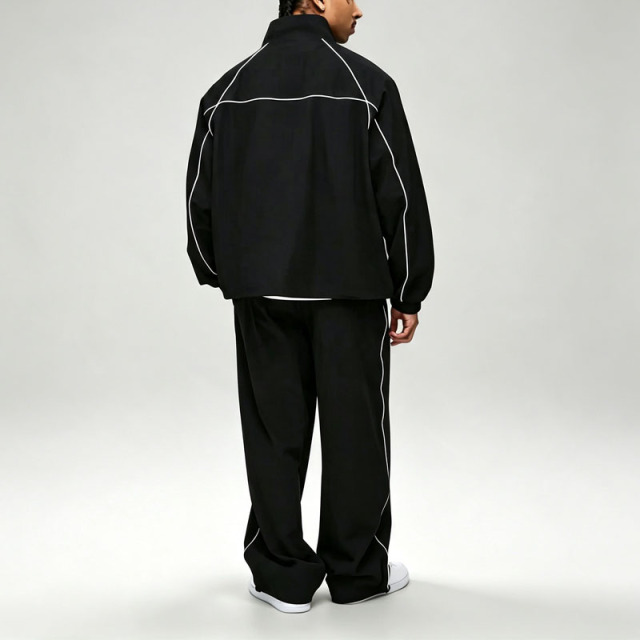 Custom Sets Contrast Piping Screen Print Windbreaker 2 Pieces Wide Leg Baggy Nylon Jacket Set Trousers Men's Urban Techwear Set,Leading Custom Apparel Manufacturer | Your Trusted China Sourcing Partner | YC/YUECHI,Custom Contrast Piping Screen Print Windbreaker 2 Pieces Wide Leg Baggy Nylon Jacket Trousers Men's Urban Techwear Set