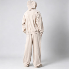 Men's Oversized Hoodie Tracksuit 100% Cotton Fine Wale Corduroy Embroidery Baggy Wide Leg Sweatpants Streetwear Two Piece Set