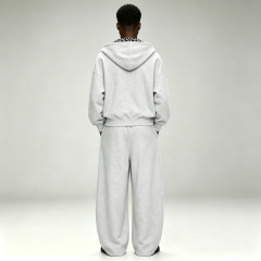 Custom Sets Hoodie Set Leopard Print Lined Heavyweight Fleece Oversized 2 Pieces Streetwear Men's Full Zip up Tracksuit,Leading Custom Apparel Manufacturer | Your Trusted China Sourcing Partner | YC/YUECHI,Custom Cotton / Polyester Leopard Print Lined Heavyweight Fleece Oversized 2 Pieces Streetwear Men's Full Zip up Tracksuit