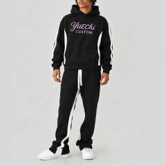 Custom Men's Winter Oversized Boxy Embroidered Hooded Streetwear Tracksuit Soft Heavyweight Fleece 100% Cotton Extended Drawcord