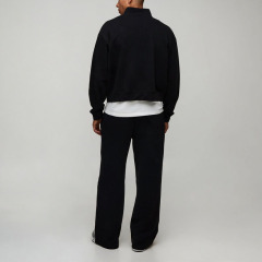 Custom Men Oversized Shrunken Full Zip Sweatshirt and Wide Leg Sweatpants Tracksuit Cotton Brushed Back Casual Two Piece Set