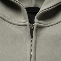 In Stock Heavyweight 100% Cotton 500gsm Fleece Ash Sage Boxy Cropped Zip up Wide Leg Streetwear Men's Tracksuit Set