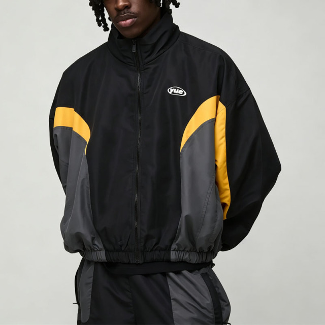 Custom Men's Oversized Colour Block Sports Jacket Tracksuit Funnel Neck Screen Printing Nylon Windbreaker Two Piece Set,Leading Custom Apparel Manufacturer | Your Trusted China Sourcing Partner | YC/YUECHI,Custom Men's Oversized Colour Block Sports Jacket Tracksuit Funnel Neck Screen Printing Nylon Windbreaker Two Piece Set