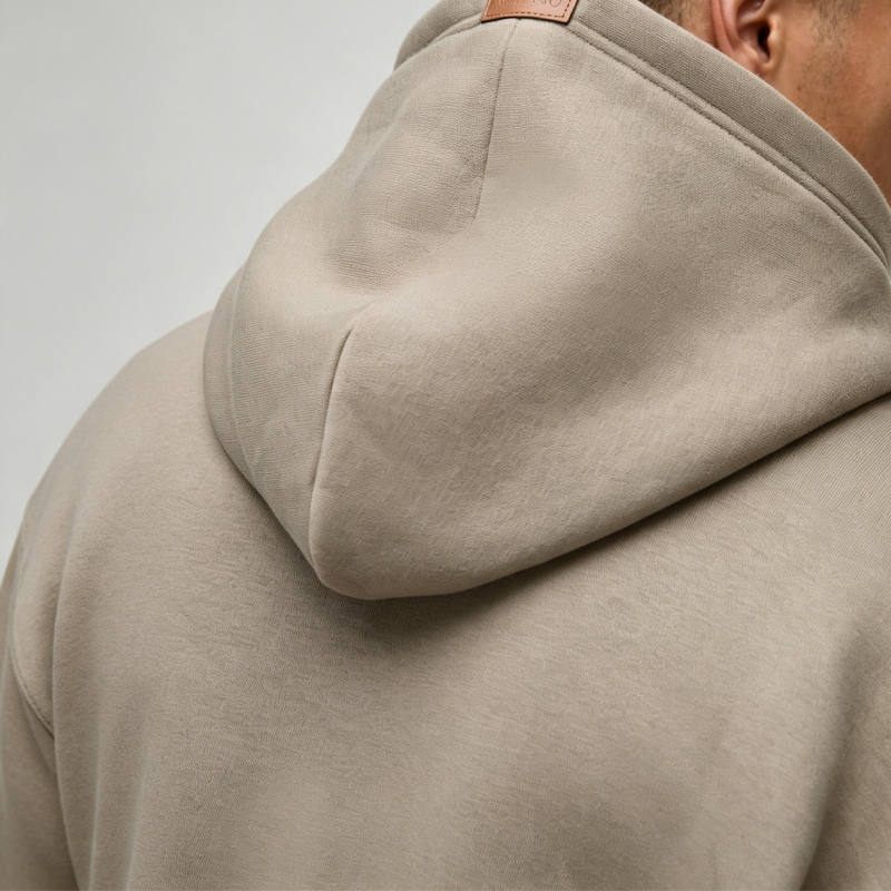 Custom Made Embroidery Fleece 2 Pieces Pullover Hoodie Drawstring Bottoms Khaki Boxy Fit Men's Winter Streetwear Sportswear