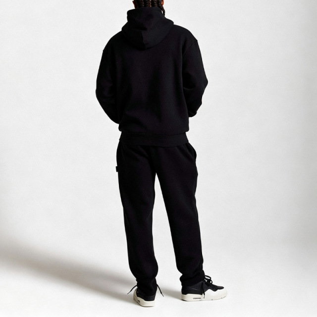Custom Men Boxy Oversized Full Zip Hoodie Jogger 2 Piece Set Heavyweight 100% Cotton French Terry Rhinestone Tracksuit