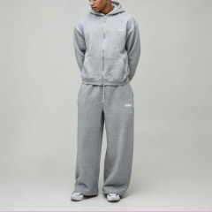 Custom Sets Embroidery Full Zip up Boxy Fit Hoodie Set Cropped Wide Leg Fleece Thick Warm Grey Teal Apparel Men's Sports Tracksuit,Leading Custom Apparel Manufacturer | Your Trusted China Sourcing Partner | YC/YUECHI,Custom Embroidery Full Zip up Boxy Fit Hooded Cropped Wide Leg Fleece Thick Warm Grey Teal Apparel Men's Sports Tracksuit