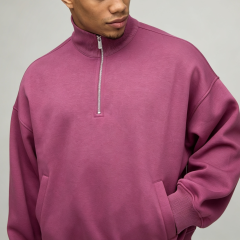 Custom Winter Quarter Zip Mock Neck Pullover Wide Leg Pants 2 Pieces Relaxed Fit Polyester/Cotton Blend Men's Streetwear Casual