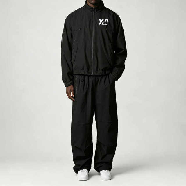Custom Hooded Mens Rip Stop Tracksuit Slight Cropped Oversized Eco-Friendly Screen Printing Jacket Wide Leg Pant Casual Autumn 2