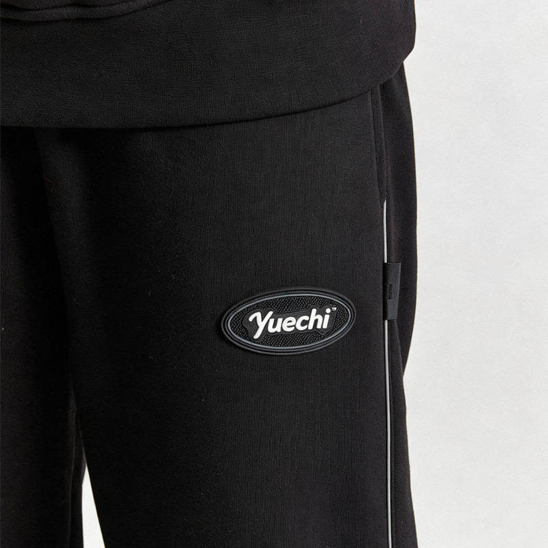 Custom Men Boxy Oversized Hoodie Jogger Pants 2 Piece Set 100% Cotton Fleece Reflective Piping Embroidery Rubber Patch Tracksuit