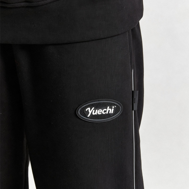 Custom Men Boxy Oversized Hoodie Jogger Pants 2 Piece Set 100% Cotton Fleece Reflective Piping Embroidery Rubber Patch Tracksuit