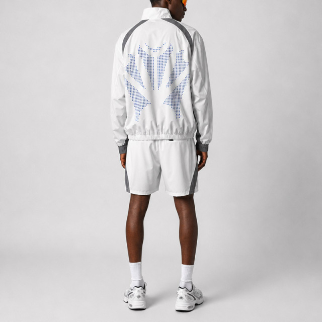 Custom Men Oversized Windbreaker Short Set 220GSM Woven Fabric Windproof Waterproof Laser Perforated Street Functional Tracksuit