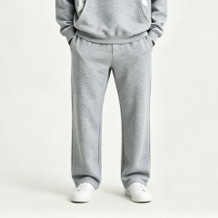 Custom Screen Printed 100% Cotton French Terry Winter Streetwear Pullover Hoodie Jogger 2-Piece Heather Grey Men's Casual