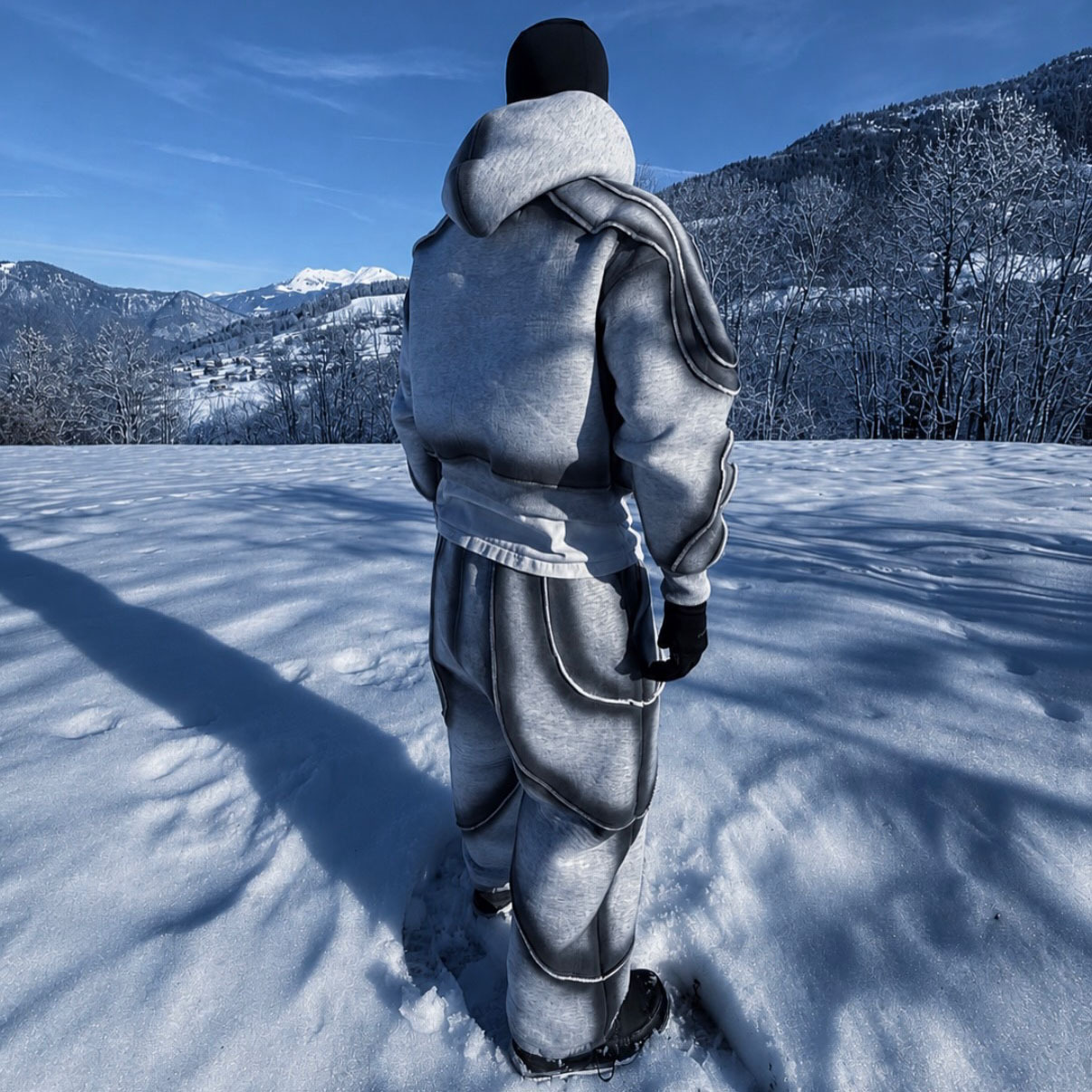Custom Spray Printing Eco-friendly 100% Organic Cotton Heavyweight Fleece Streetwear Hooded Boxy Cropped Winter Outerwear Set