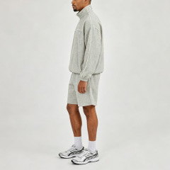 Custom Men Oversized Funnel Neck Tracksuit 100% Cotton Full Zip Jacket Elasticated Cuff Hem Contrast Piping Short Set Streetwear