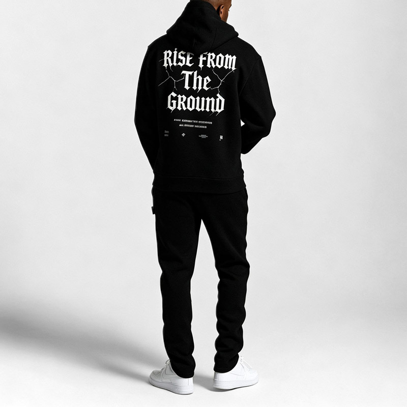 Custom Men's Winter Streetwear Regular Fit Pullover Hoodie Tracksuit Eco-friendly 440 Grams Fleece Screen Print Cuffed Jogger
