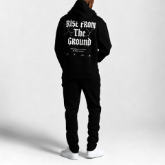 Custom Men's Winter Streetwear Regular Fit Pullover Hoodie Tracksuit Eco-friendly 440 Grams Fleece Screen Print Cuffed Jogger