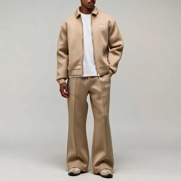 Custom Men's Regular Fit Air Layer Embroidered Jacket and Trouser Casual Zip up Stand Collar Two Piece Daily Outfit Tracksuit