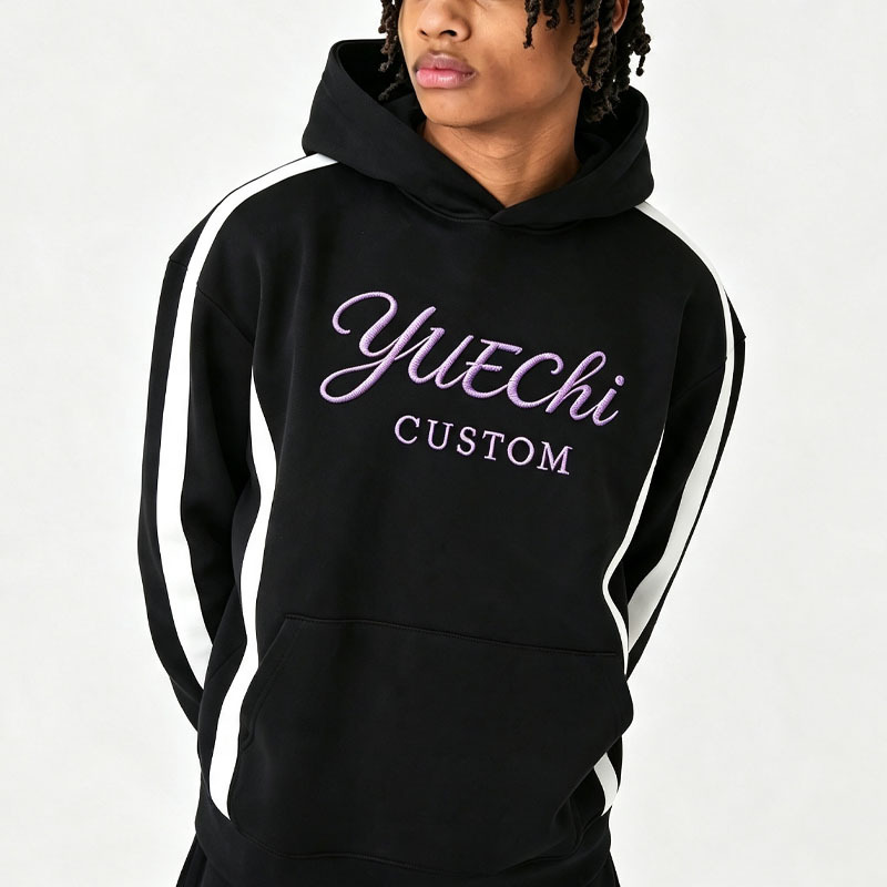 Custom Men's Winter Oversized Boxy Embroidered Hooded Streetwear Tracksuit Soft Heavyweight Fleece 100% Cotton Extended Drawcord