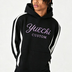 Custom Men's Winter Oversized Boxy Embroidered Hooded Streetwear Tracksuit Soft Heavyweight Fleece 100% Cotton Extended Drawcord
