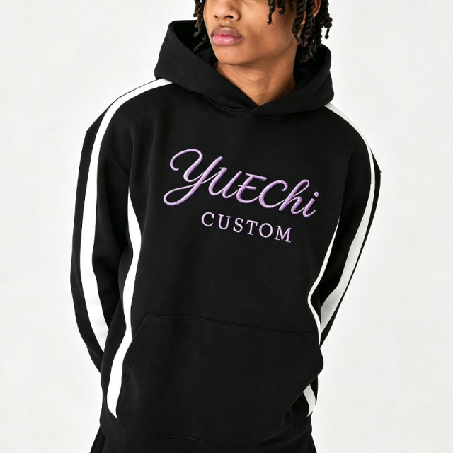 Custom Men's Winter Oversized Boxy Embroidered Hooded Streetwear Tracksuit Soft Heavyweight Fleece 100% Cotton Extended Drawcord
