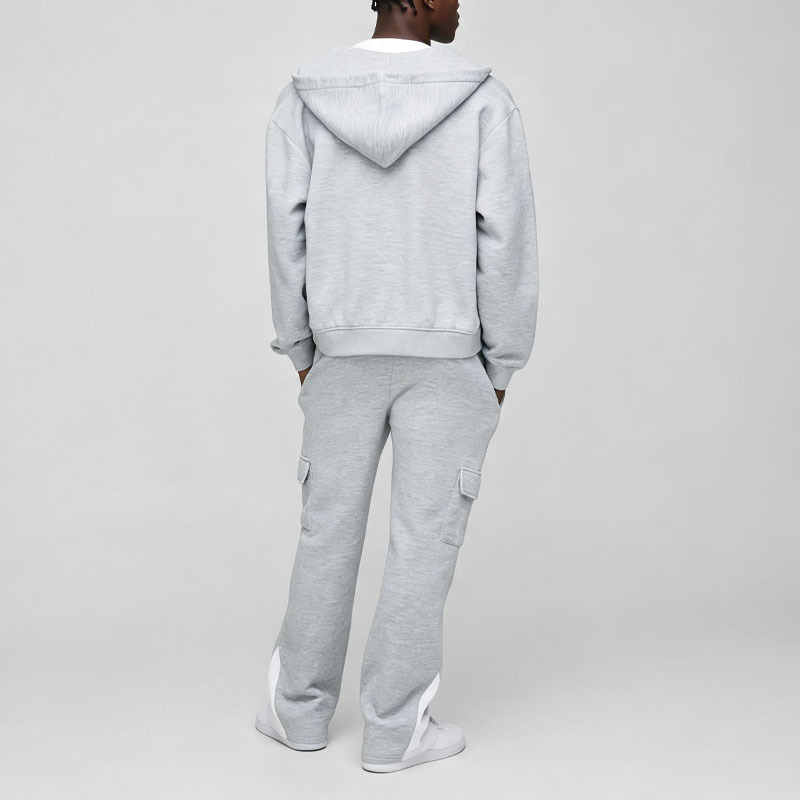 Custom Men's Winter Oversized Boxy Zip Hoodie Cargo Embroidered Letter Pattern Tracksuit 100% Cotton French Terry Athleisure 2