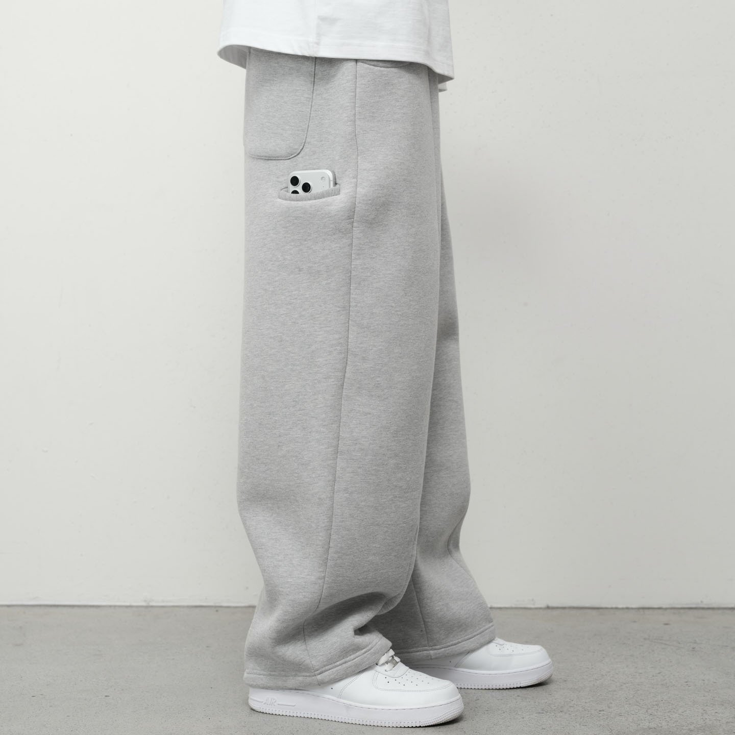 Custom Made Heavyweight Cotton High Density Ash Grey Boxy Cropped Two Way Zipper Blank Hooded Men's Solid Tracksuit