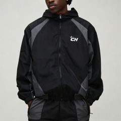 Custom Men's Boxy Fit Color Block Hooded Jacket Set Funnel Neck With Hood Technical Streetwear Lightweight Nylon Tracksuit,Leading Custom Apparel Manufacturer | Your Trusted China Sourcing Partner | YC/YUECHI,Custom Men's Boxy Fit Color Block Hooded Jacket Funnel Neck With Hood Technical Streetwear Lightweight Nylon Tracksuit