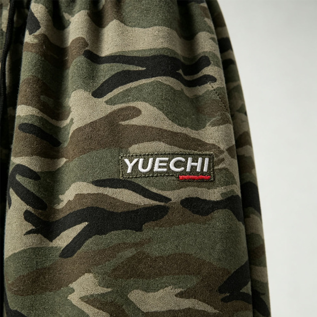 Custom Camouflage Silk Screen Printing Applique Embroidery Heavyweight Fleece Full Zip 2 Pieces Boxy Men's 100% Cotton Winter