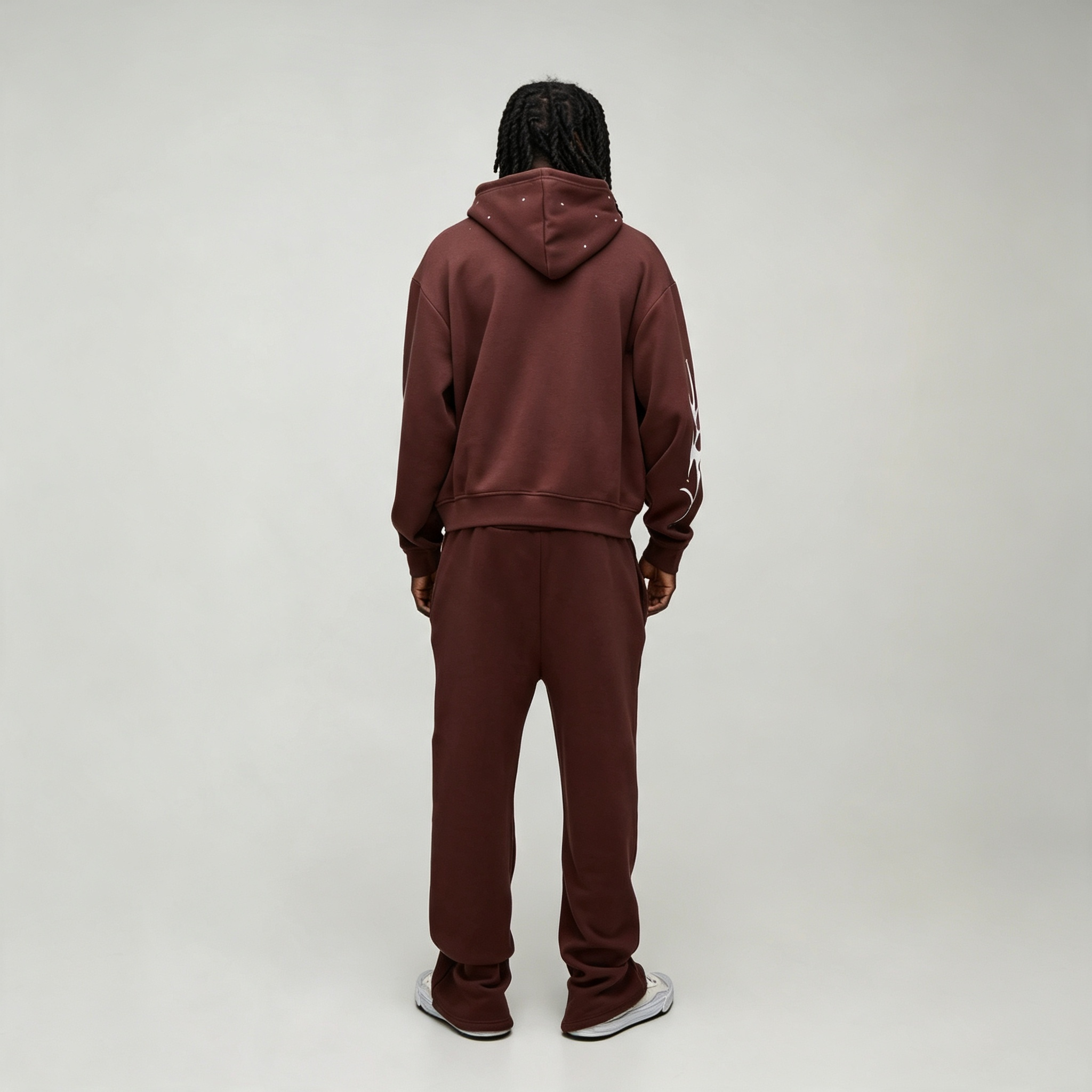 Custom Made Screen Print Full Zip 2 Pieces Boxy Fit Cropped Wide Leg Baggy Fleece 100% Cotton Winter Apparel Men's Streetwear