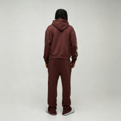 Custom Made Screen Print Full Zip 2 Pieces Boxy Fit Cropped Wide Leg Baggy Fleece 100% Cotton Winter Apparel Men's Streetwear