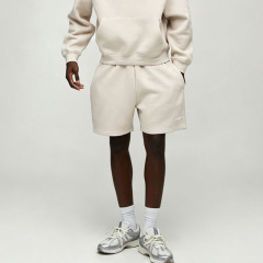 Custom Made Off White Minimalist Embroidery 2 Pieces Pullover Hoodie Shorts Set Cotton Fleece Men's Streetwear Tracksuit