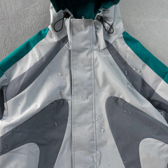 Men's Oversized Hard Shell Tracksuit Windproof Waterproof Seam Sealed Color Block Curved Panel Hooded Jacket Wide Leg Pant Set