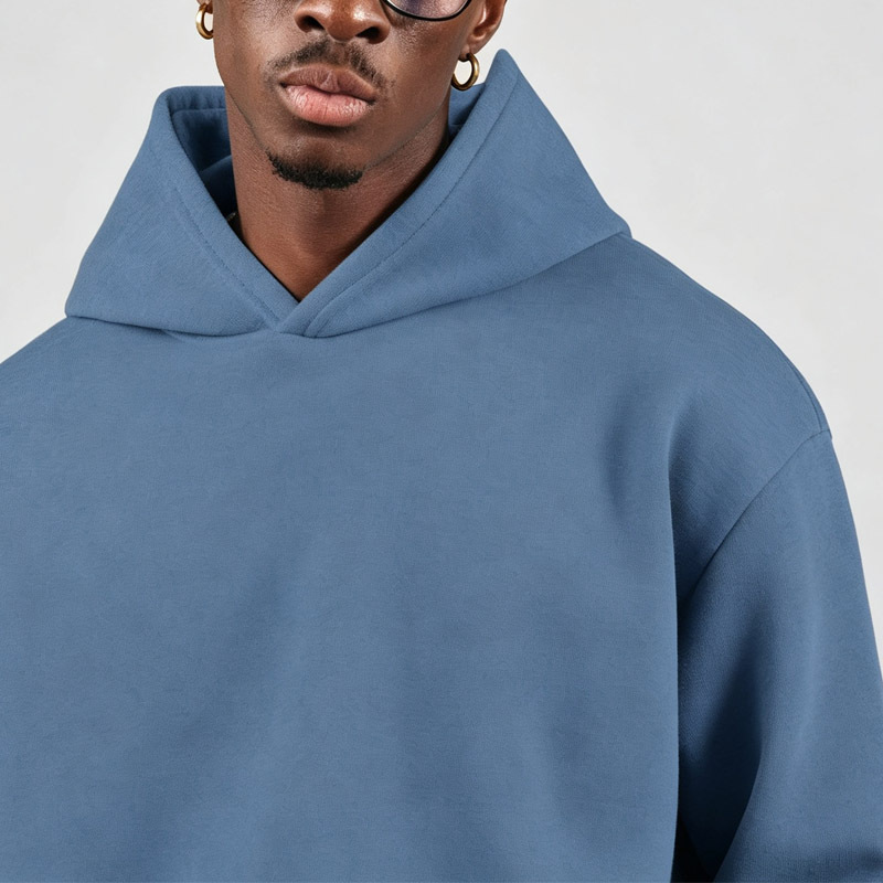 Men Oversized Drop Shoulder Hoodie Short Set Heavyweight Fleece Lined Blank Solid Color Custom Print Embroidery Streetwear