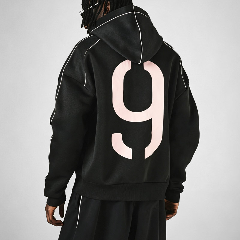 Men's Oversized Drop Shoulder Hoodie Heavyweight Fleece Contrast Piping Screen Print Wide Leg Sweatpants Streetwear Tracksuit